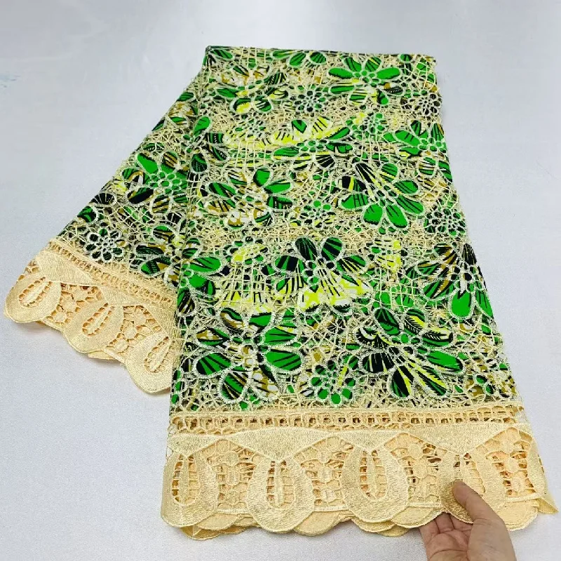 

5 Y High Huality Ankara Fabric African Real Guipure Lace Wax Print 100% Cotton Soft Tissus Embroidery For Sewing Material K80906