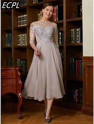 Mother of Bride Modern Dresses for Women Three Quarter Wedding Party Dresses with Lace New 2024 Robe De Soirée Chiffon