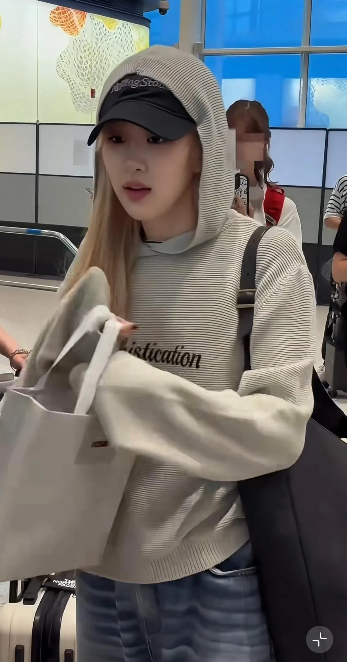 ay Knitted Hoodie Letter Embroidery Casual Sle Women's Cotton Long Sve Sweatirt with Hat Rose Pukaing Sle