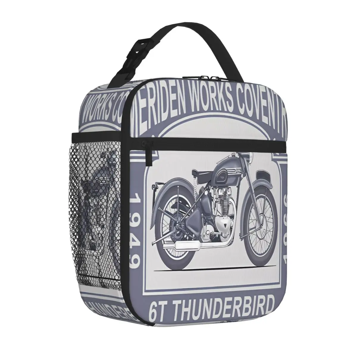 Bestselling The Classic Thunderbird Motorcycle Mark Rogan Neutral Tone Meal Prep Bag Long Drive Food Tote Bag