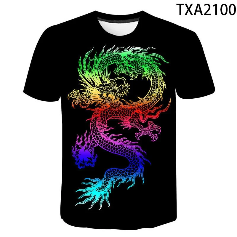 Animation Dragon Ball peripheral  short sleeve 3D dragon pattern printed  summer men's and women's short sleeve T-shirts