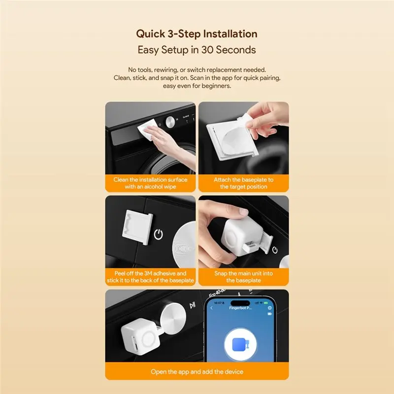 ABEZ Smart Button Pusher With App Timer& Touch Control Bluetooth Robot Switch No-Wire Smart Switch