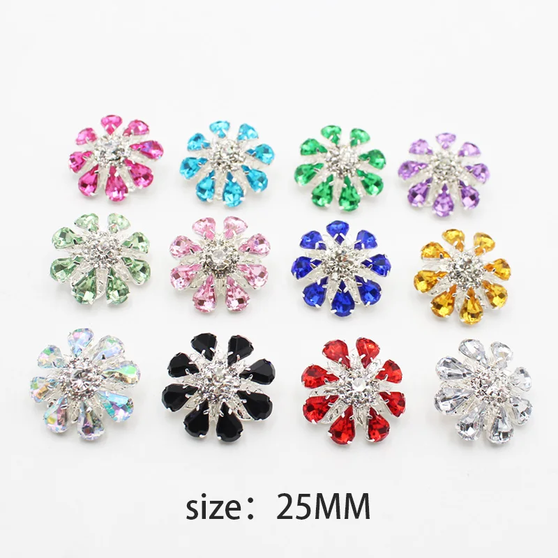 5pc/lot 25mm metal button for mushroom Rhinestone Acrylic buttons  wedding Bride holding flowers decorate