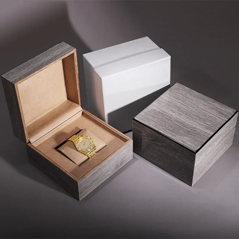 Customizable High Grade Baking Varnish Surface Brown Watch Box Grey Watches Case Boxes for Luxury Gift Jewlery Organizer