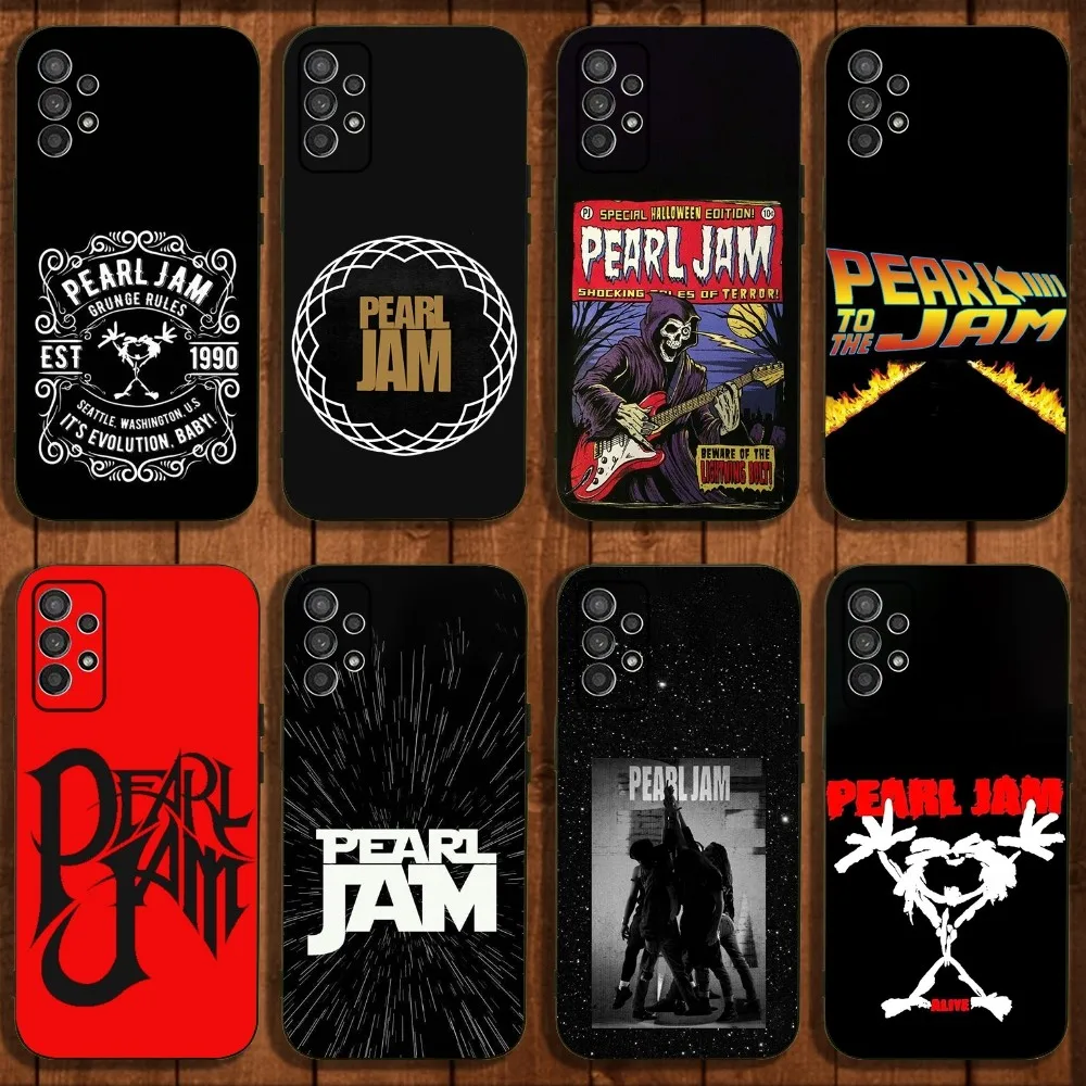 P-Pearl Jam R-Rock Band Phone Case For Samsung Galaxy A13,A21s,A22,A31,A32,A52,A53,A71,A80,A91 Soft Black Cover