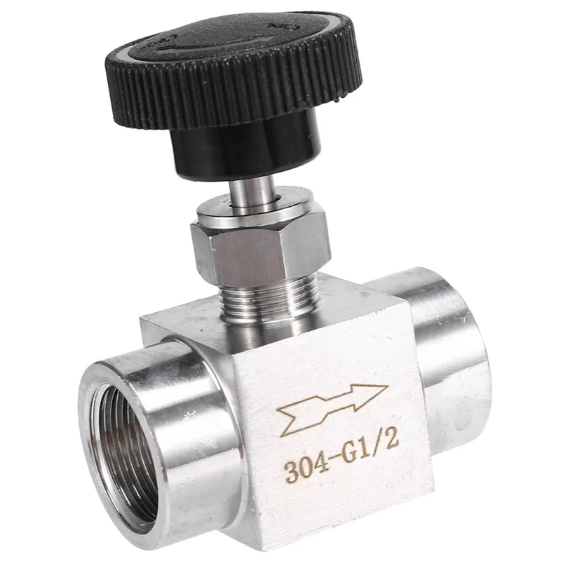 ABJO-3Pcs 1/2 Polegada BSP Linha Fêmea Igual SS 304 Controle de Fluxo de Aço Inoxidável Válvula de Agulha de Corte