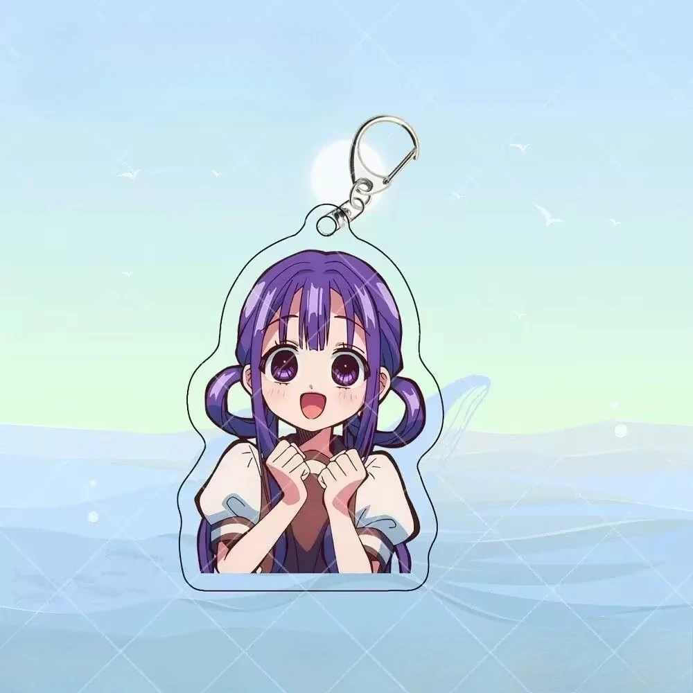 Kawaii Anime Girl Acrylic Keychain Cute Purple Hair Girl Pendant Cartoon Character Keyring Bag Ornament Fans Collection Gift