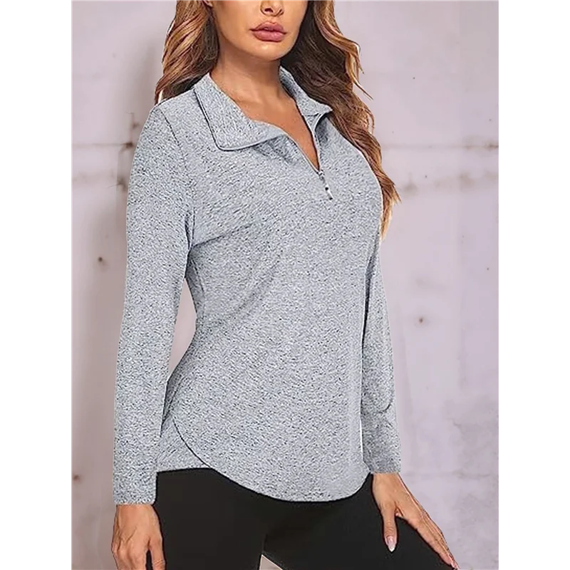 حار Kf-المرأة 1/4 البريدي القمصان UPF 50 + الشمس حماية البلوز كم طويل سريعة الجافة تجريب المشي لمسافات طويلة قمصان رياضية #2