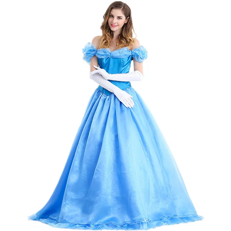 

Halloween Deluxe Classic Fairy Tale Anime Cissie Princess Cosplay Costume Carnival Party Cinderella Queen Fancy Dress