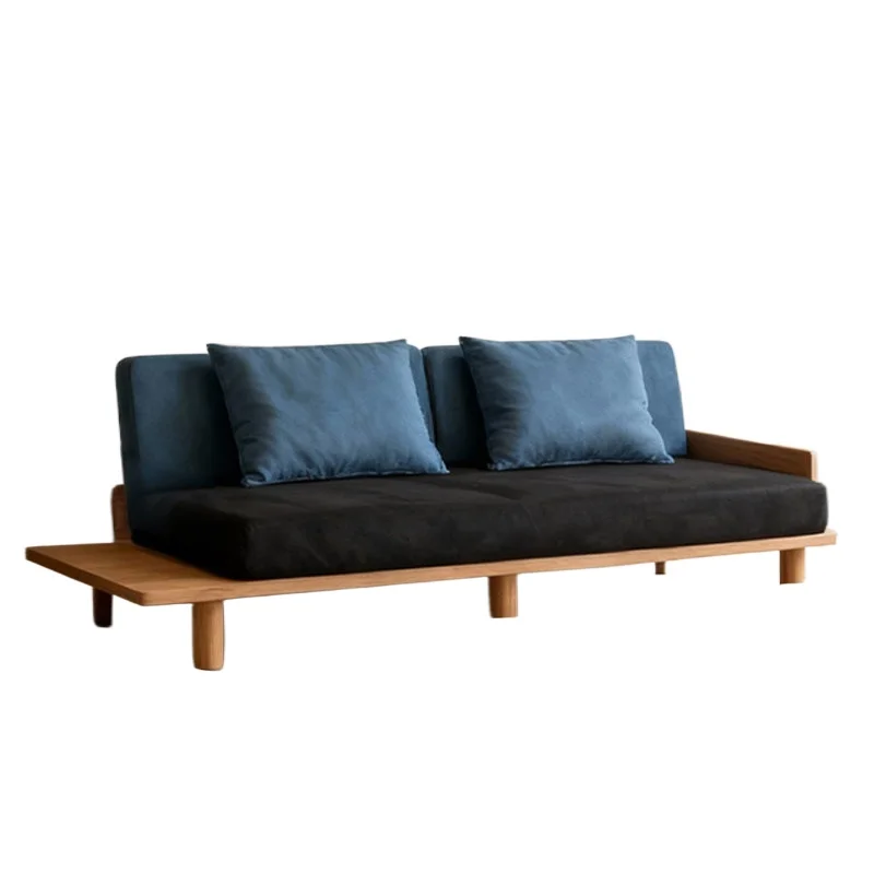 

Minimal light luxury solid wood fabric size apartment living room wabi sandy wind, straight row sofa bed and breakfast villa