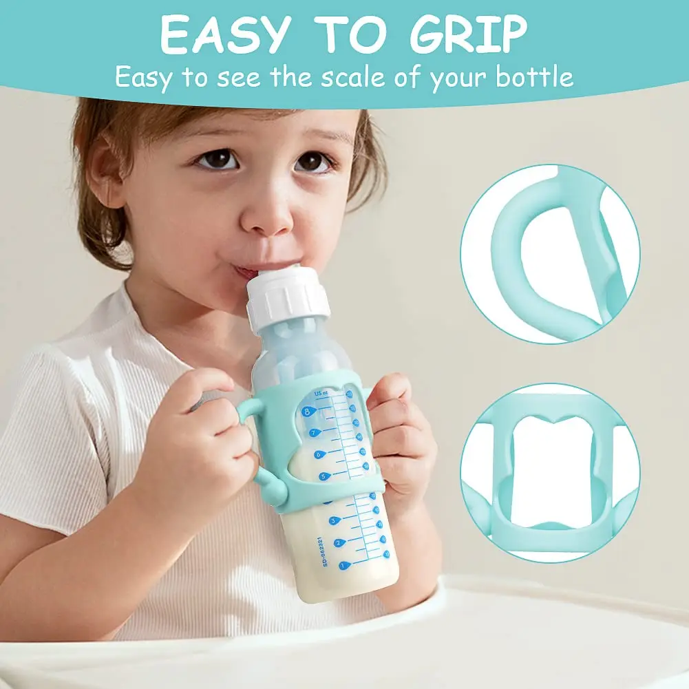 Bottle Handle Removable Easy-Grip Transitional Sippy Cup Handles BPA-free Soft Silicone Self Feeding Universal Bottle Handle