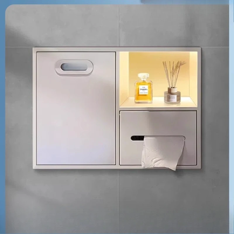 

Customized SUS304 stainless steel recessed toilet toilet tissue box niche trash can bathroom rack