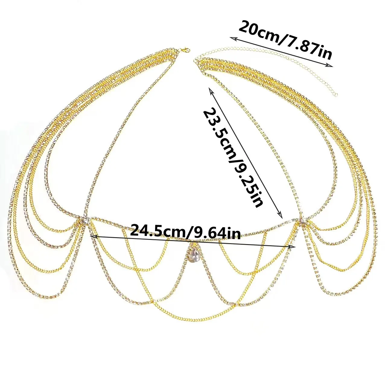 Hot selling and explosive geometric rhinestone personalized multi-layer sexy shoulder chain, nightclub fashionable shiny body ch view 6