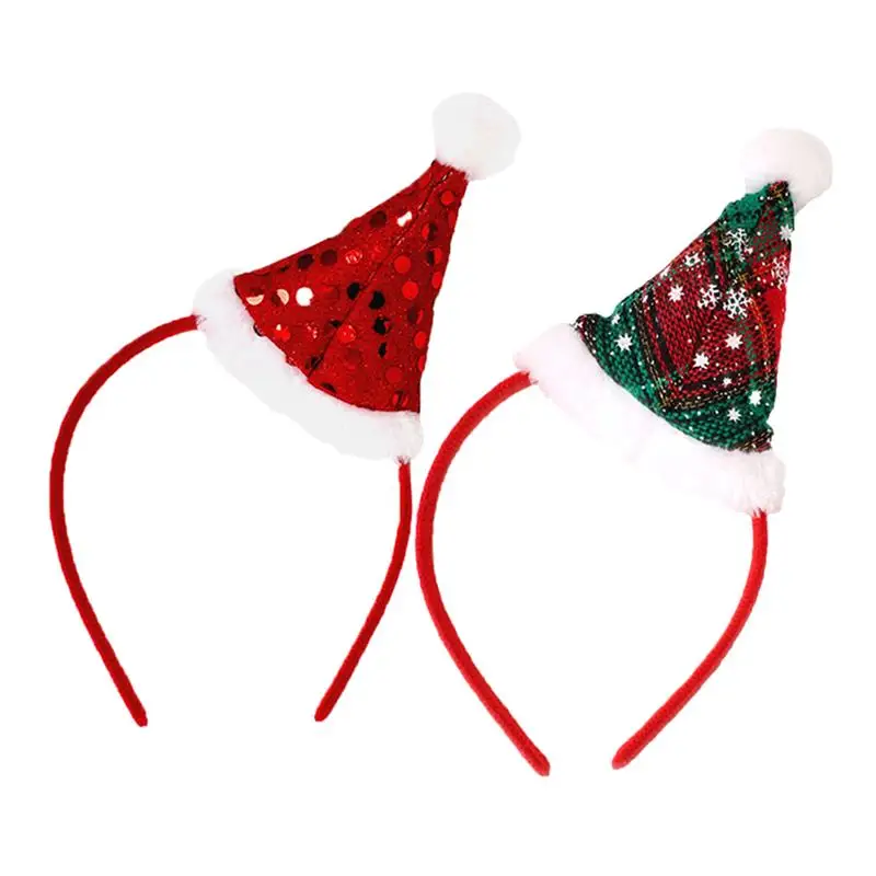 

2pcs Christmas Performance Hair Bands Adorable Hair Hoops Headdress Party Favors Supplies for Children Kids Green and Red