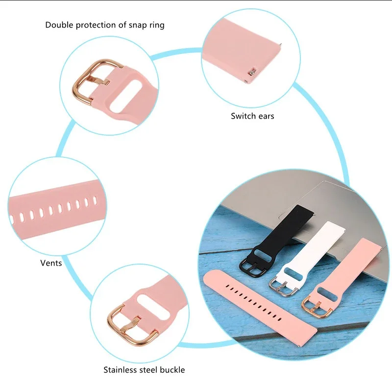حزام سيليكون بديل لساعة سامسونج جالاكسي ، سوار ساعة رياضية ، سامسونج جالاكسي 3 ، 4 ، 5 ، 6 ، أمازون فيت جي تي آر ، هاواوي 4 ، جي تي 2 ، 3 برو ، 22 ، 20