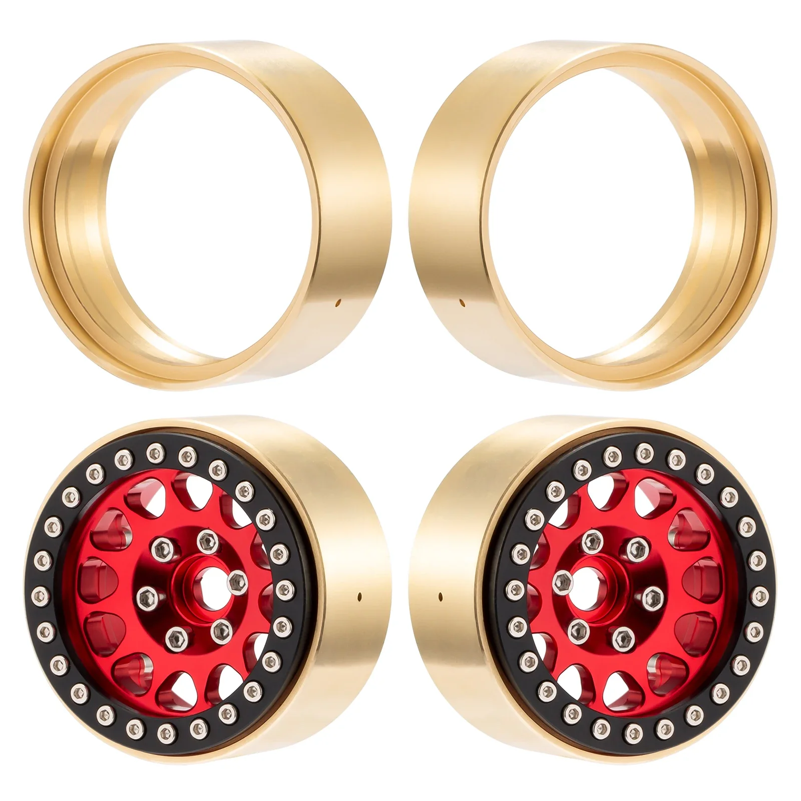 HooCrawler Brass 1.9Inch Beadlock Wheel Rim Brass Counter Weights for 1/10 RC Crawler Car  Axial SCX10 II 90046 TRX4 TRX6