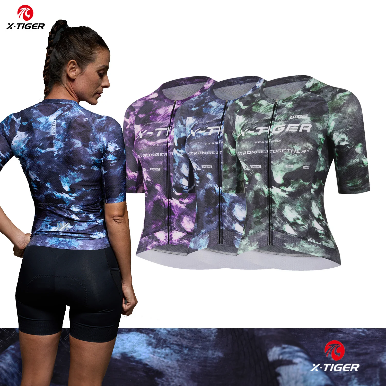 x-tiger-maillot-de-cyclisme-pour-femme-a-manches-courtes-respirant-a-sechage-rapide-coupe-ajustee-serie-ink-river-pour-la-route-et-le-vtt