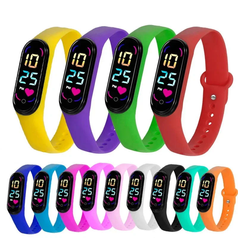 LED-Smartwatch für Kinder, modisch, im Freien, wasserdicht, berührbar, Sport-Kinderuhren, Jungen- und Mädchen-Digitaluhren, Silikon-Uhrenarmband