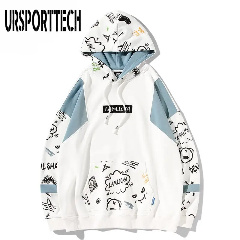 Autumn Hoodies for Men Hooded Sweatshirt Fashion Casual Loose Hip Hop Streetwear Graffiti Men Women Couple Pullover Hoodies