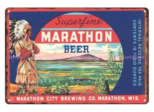 1930s Marathon Superfine Beer Marathon City Brewing Co. WI metal tin sign