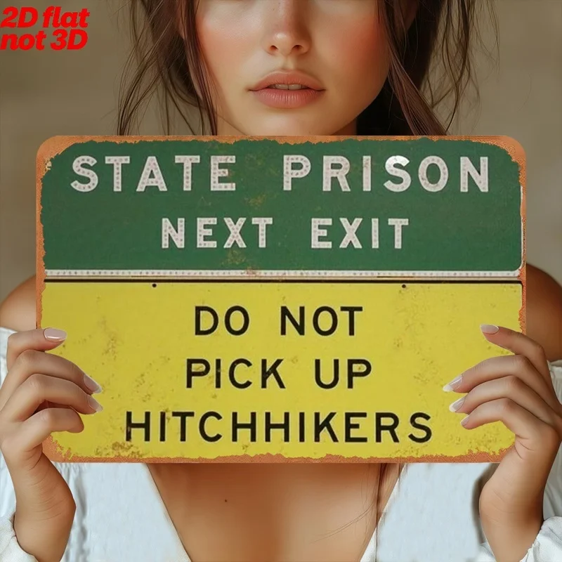 1pc 2D Flat 8 X 12In Plaques And Wall Art Outdoor Decor One Vintage Metal Warning Sign Measuring 8 X 12 Inches State Prison