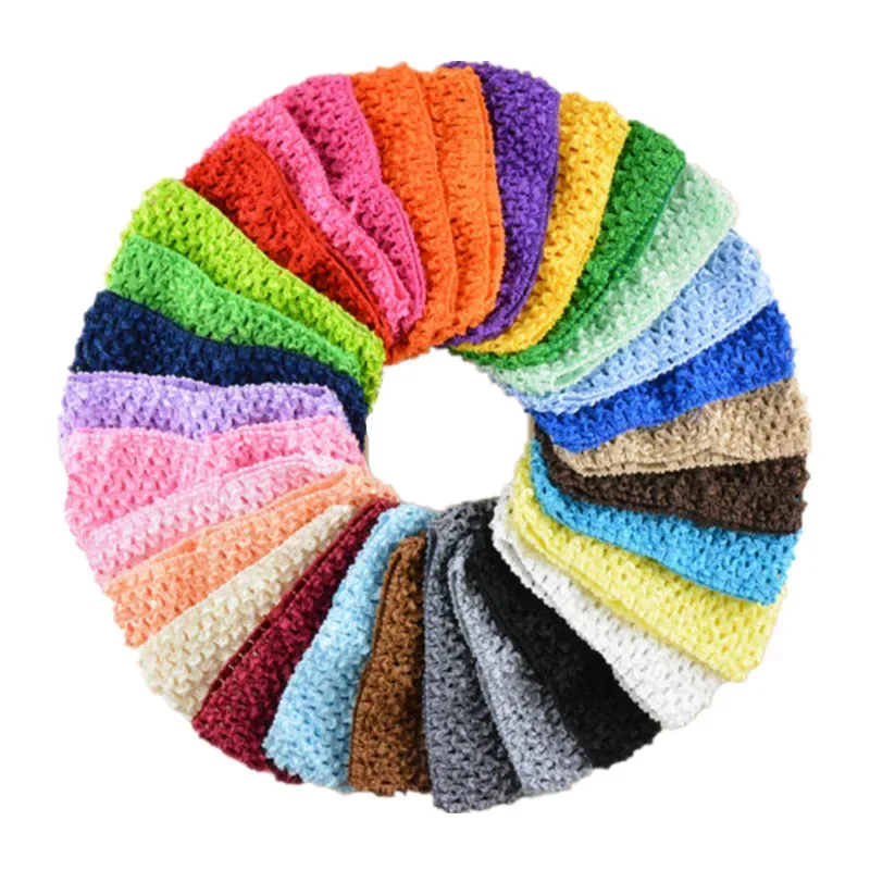 50 PCS Elastic Crochet Tube Headband For Girl Ballet Skirt Babe Knitted Hair Band DIY Boutique Headwear Accessories