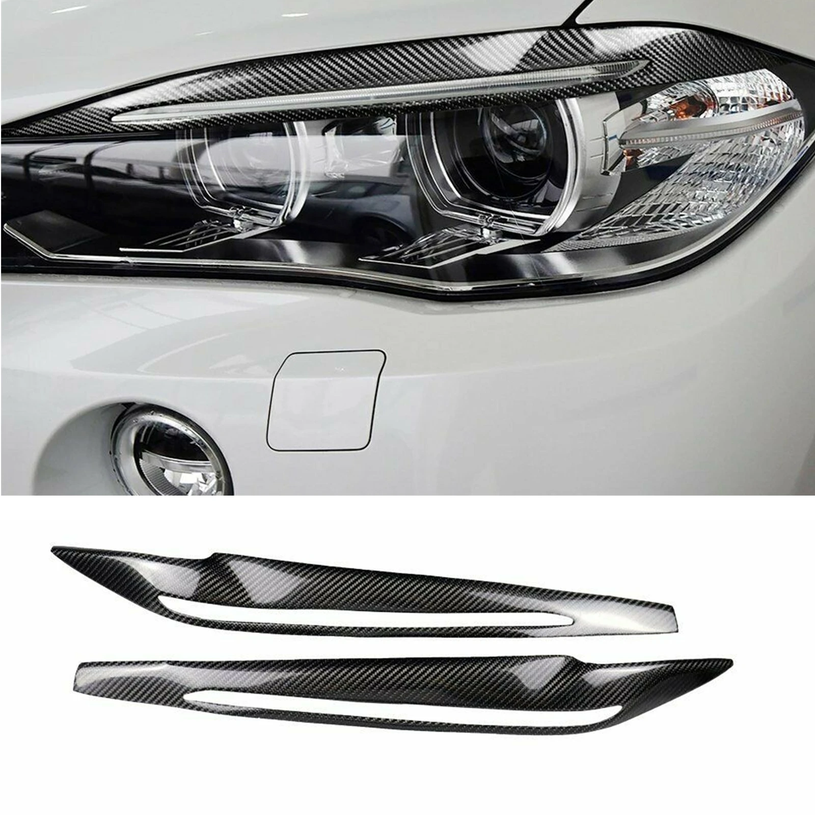 

Headlight Eyebrow For BMW F85 X5M 2014-2018 F86 X6M 2015-2019 F15 F16 Carbon Fiber Headlamp Eyelid Head Light Lamp Cover Trim