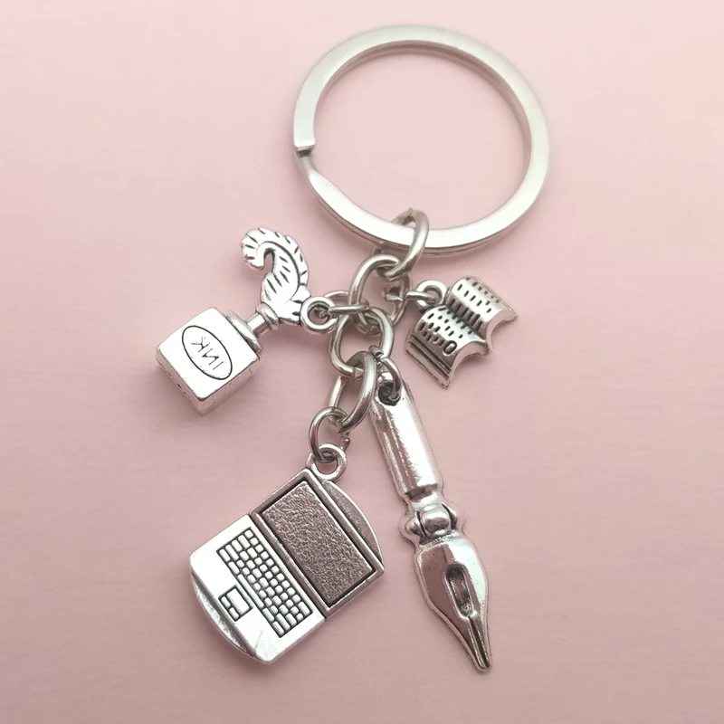 Hot sale laptop keychain fashion book pen ink key ring learning keychain teacher student jewelry teacher's day jewelry gift view 4