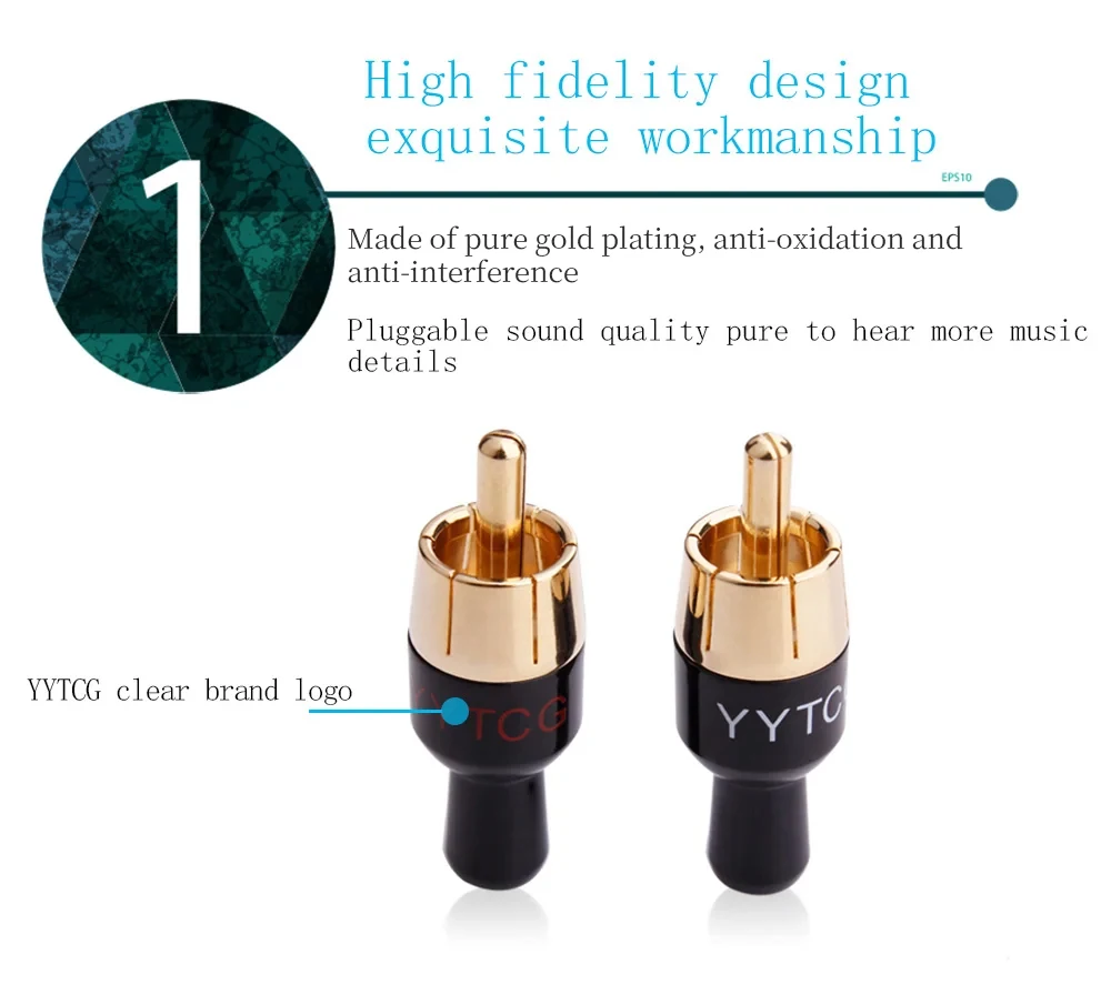 4PCS Copper RCA Plug Audio Cable Male Connector Adapter Connector Soldering Phono Male for 4mm Cable