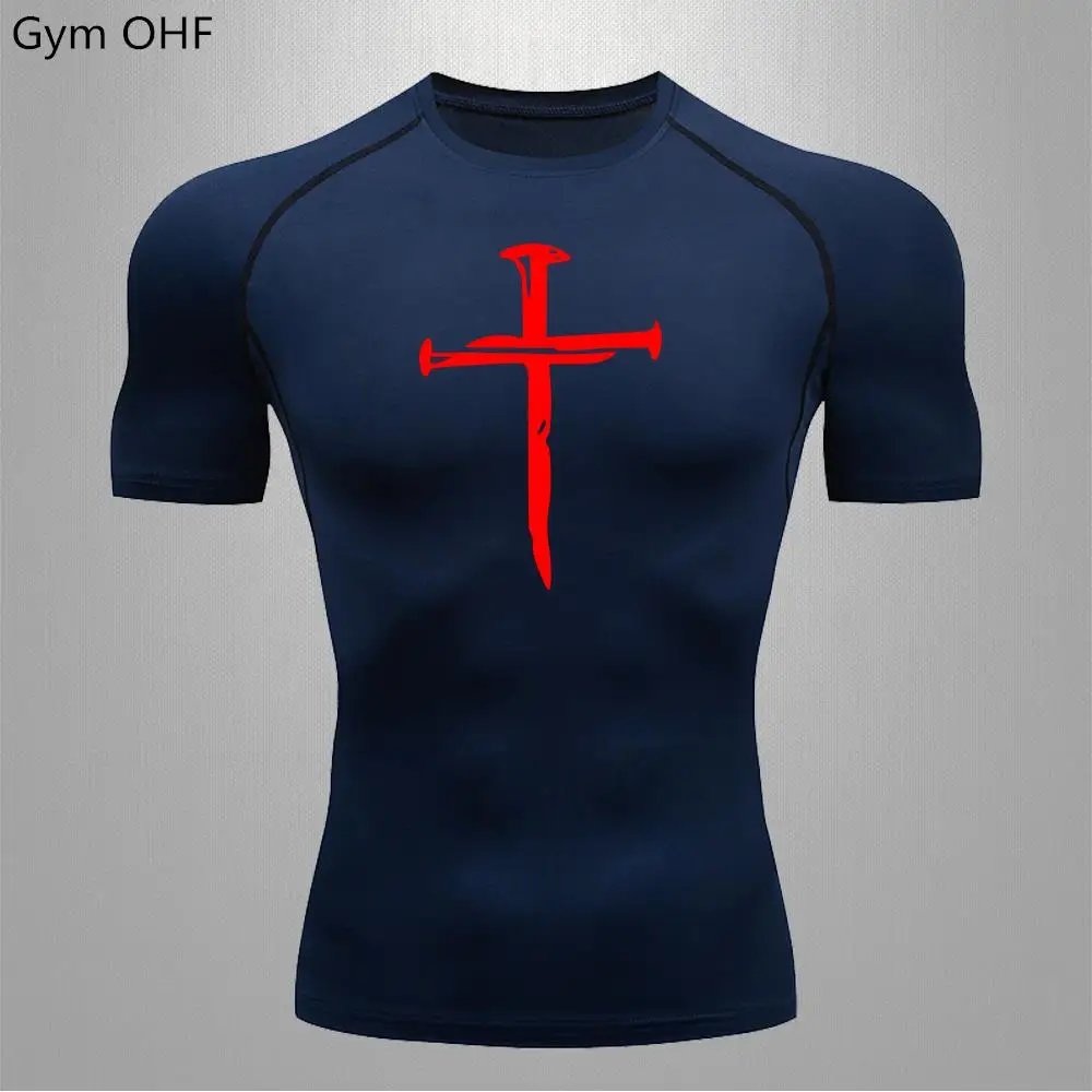 Anime Men's Compression Short Sleeve T Shirt Men Sport T-Shirt Quick Dry Bodybuilding Running Shirt Gym Tops Fitness Rashgard