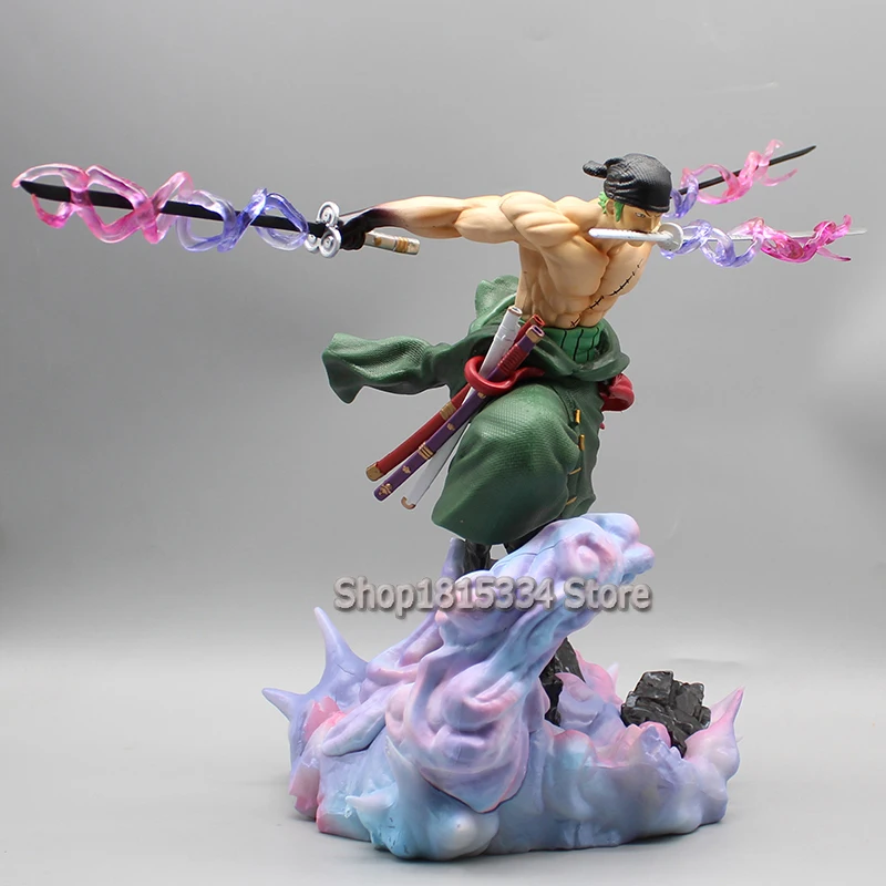 27cm Anime One Piece Zoro Three Knife Flow Figure GK Two Heads Roronoa Zoro Iron Knight Action Figurine Pvc Statue Model Toys