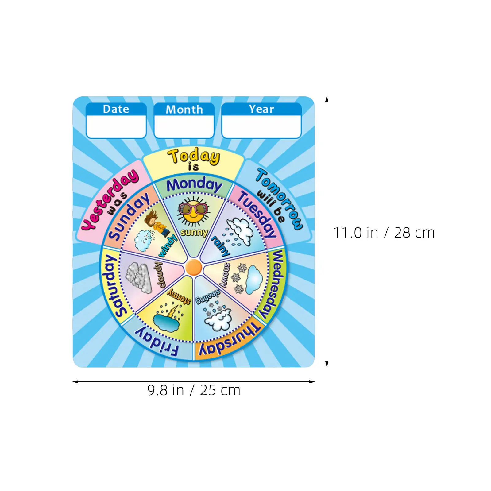 Weather Wheel Chart for Interactive Spinner 14 Weather Types English Vocabulary Learning Board Homeschool Classroom Educational