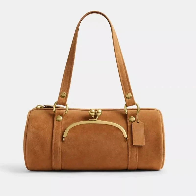 Retro Suede Pillow Bag Women's New Versatile round Cylinder Bag Luxury Handbag Crossbody Shoulder Bag Casual Style