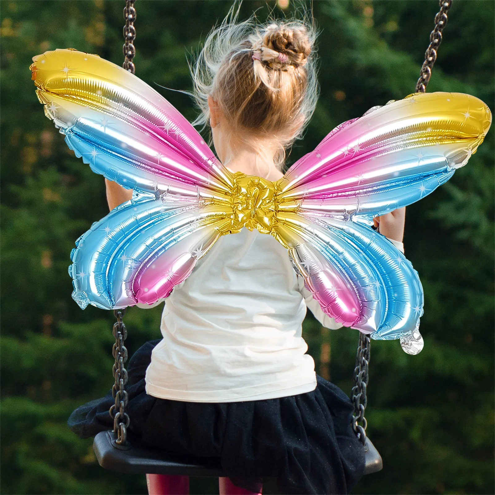 2 Pcs Symphony Angel Wings Balloons Birthday Prom Fairy Decorations Memorial Aluminum Foil for Party Child Flying Butterfly