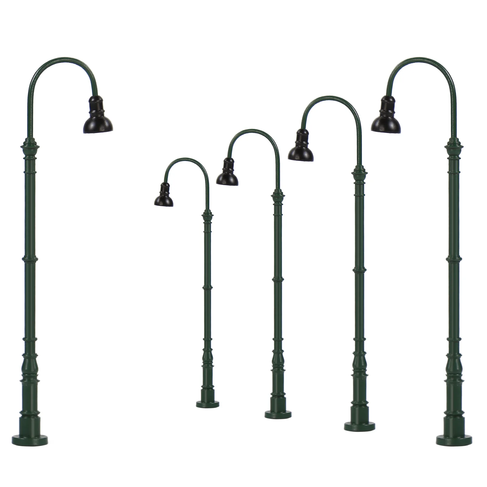 Evemodel 5pcs N Scale Green Metal Gas Lamps Warm White LED for Model Railway with Resistors for 12V LD40