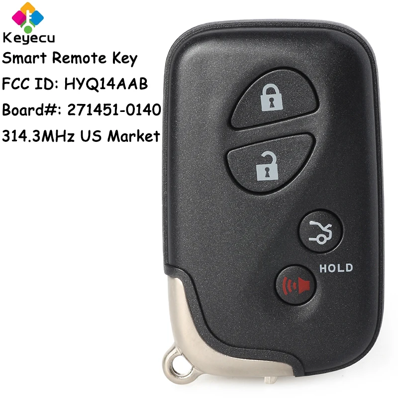 KEYECU Smart Remote Control Car Key With 4 Buttons 314.3MHz for Lexus GS300 350 430 450h IS250 ISC Fob HYQ14AAB, 271451-0140