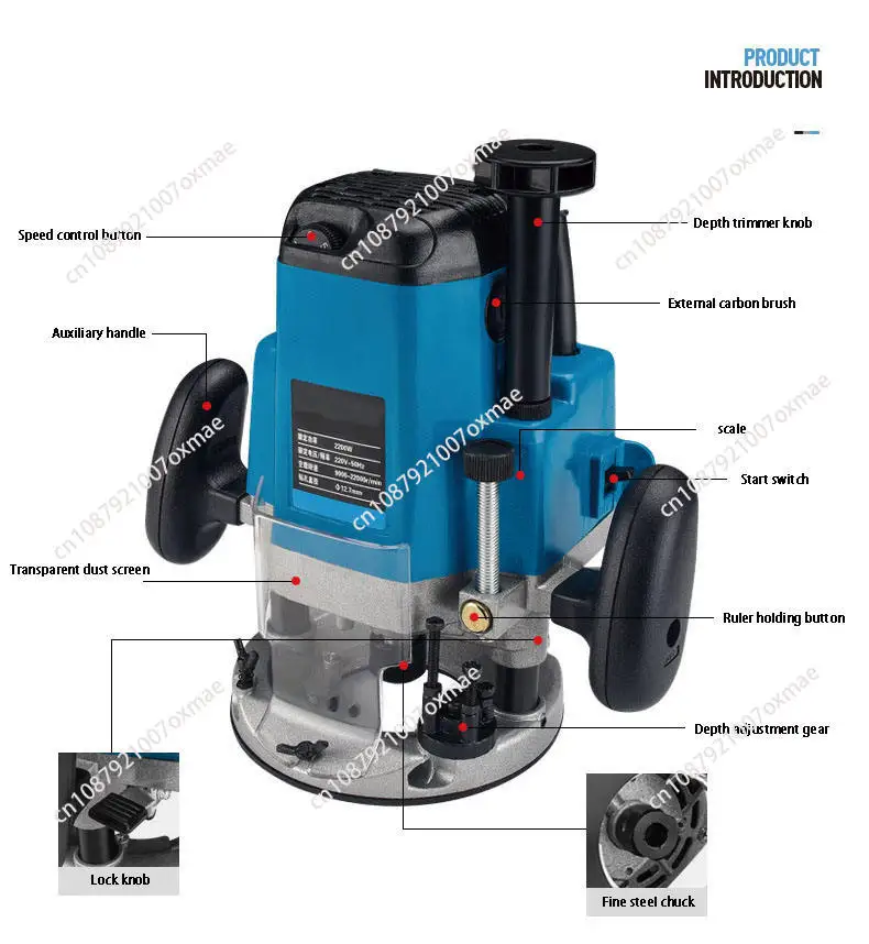 Electric Wood Router Trimmer Wood Milling Engraving Slotting Trimming Machine Hand Carving Carpentry Router