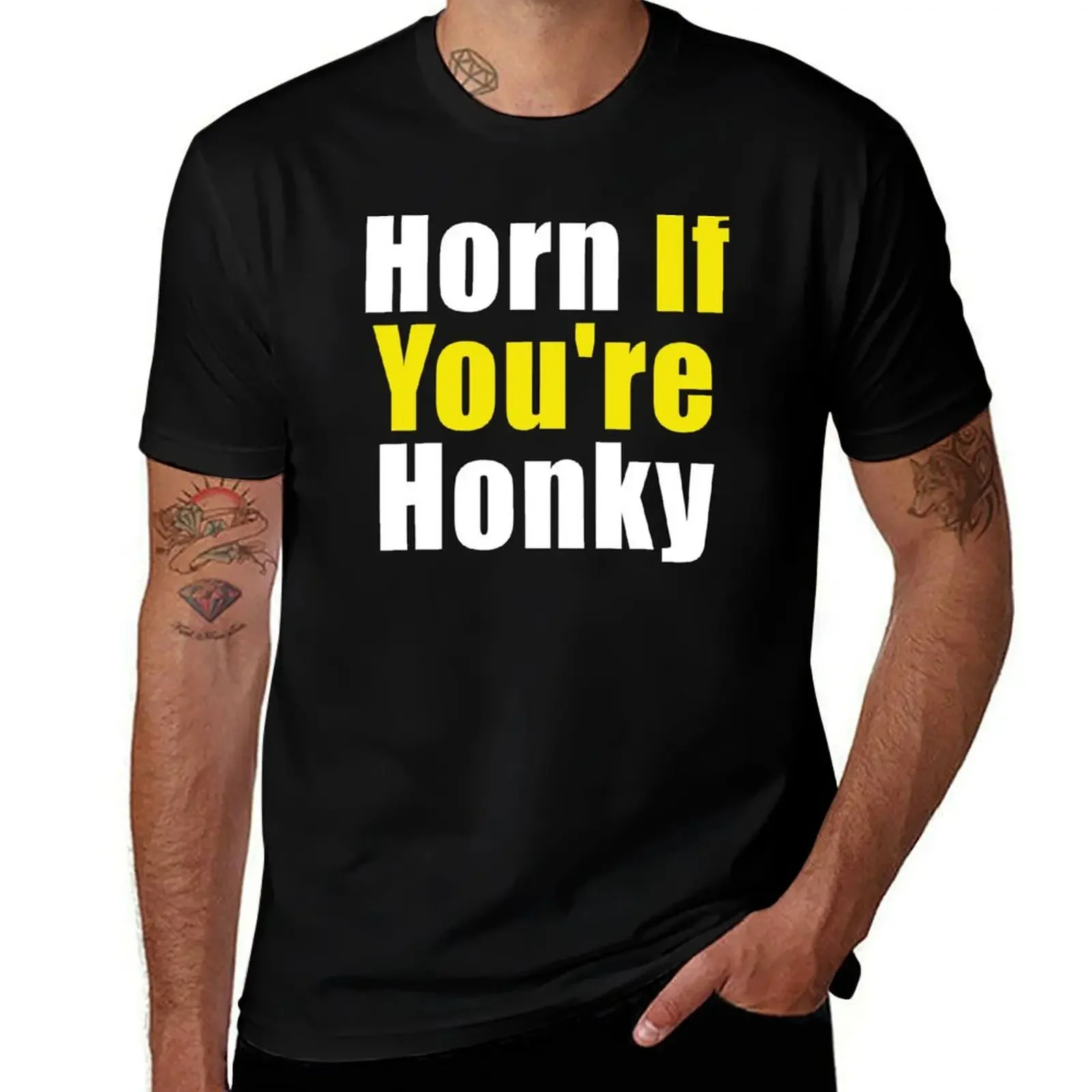 Horn If You're Honky T-Shirt boys whites vintage graphic tee t shirts for men cotton