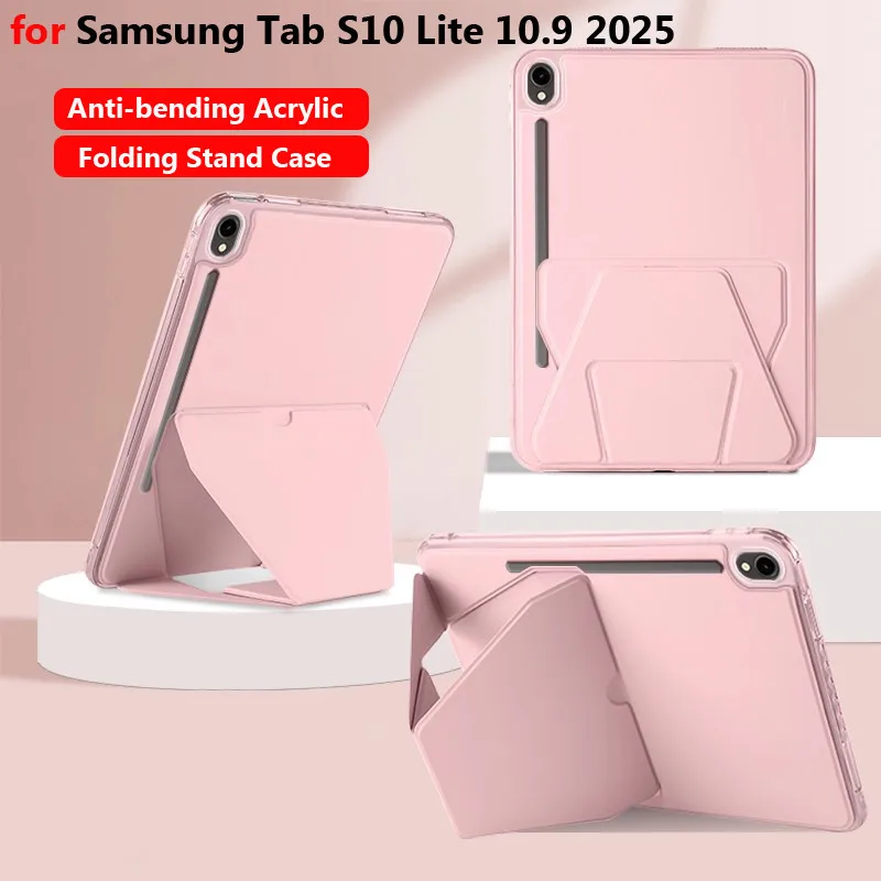 

Case for Samsung Galaxy Tab S10 Lite 10.9 Inch 2025 X400 S10FE X520 X526 S9FE Plus 12.4 InchFolding Stand Tablet Acrylic Cover