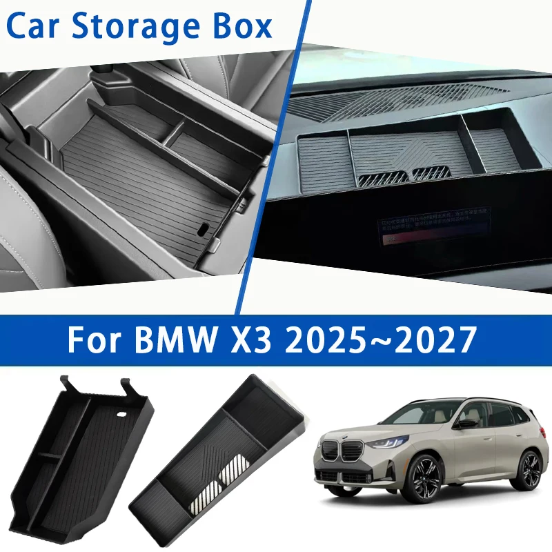 

Car Storage Box For BMW X3 G45 G48 2025 2026 2027 Anti-slip Dashboard Armrest Organizer Tray Center Console Box Auto Accessories