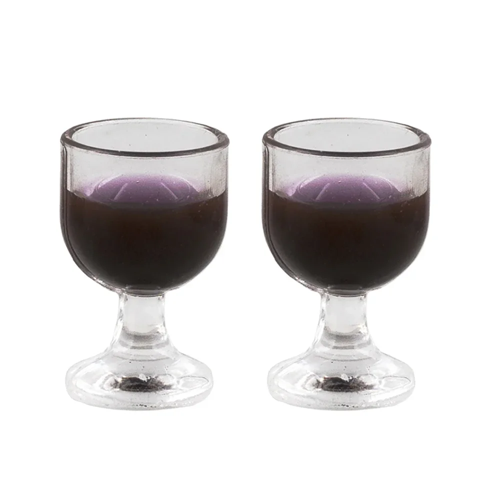 2Pcs 1/12 Dollhouse Miniature Accessories Mini Wine Glass Goblet Red Wine Cup Model for Doll House Decoration