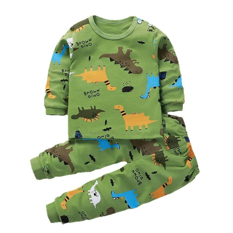 New Spring Autumn Boys Girls Cotton Pajamas Kids Long Sleeve Homewear Set Children Autumn Tops and Bottoms Casual Sleepwear Set