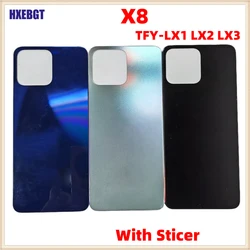 New Back Housing Battery Rear Cover For Honor X8 Back Cover Chassis Door+ Sticker Glue Smartphone Repair Parts