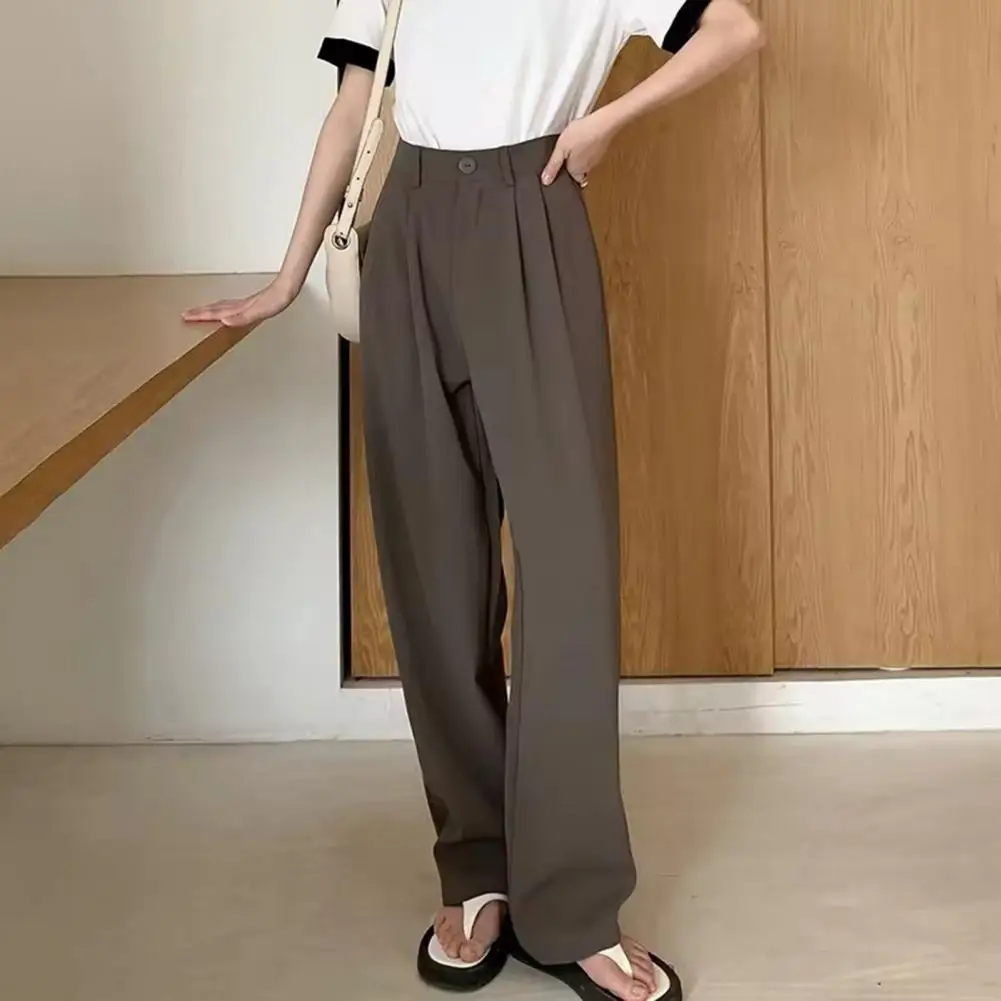 

2026 Women Suit Pants High Waist Summer Straight Office Ladies Korean Fashion Trousers Casual Button Loose Female Pant New