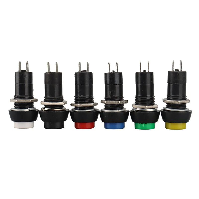 10 sztuk PBS-11A PBS-11B 12mm samoblokujący samo-odzyskiwanie plastikowy przełącznik chwilowy 3A 250V AC 2PIN 6 kolor