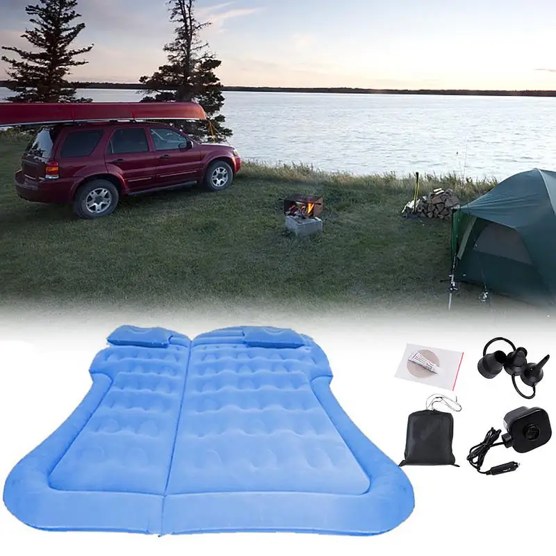 Car Air Mattress Inflatable Car Mattress For Trunk Car Trunk Inflatable Air Mattress Thickened Camping Bed With Cushion Pillow