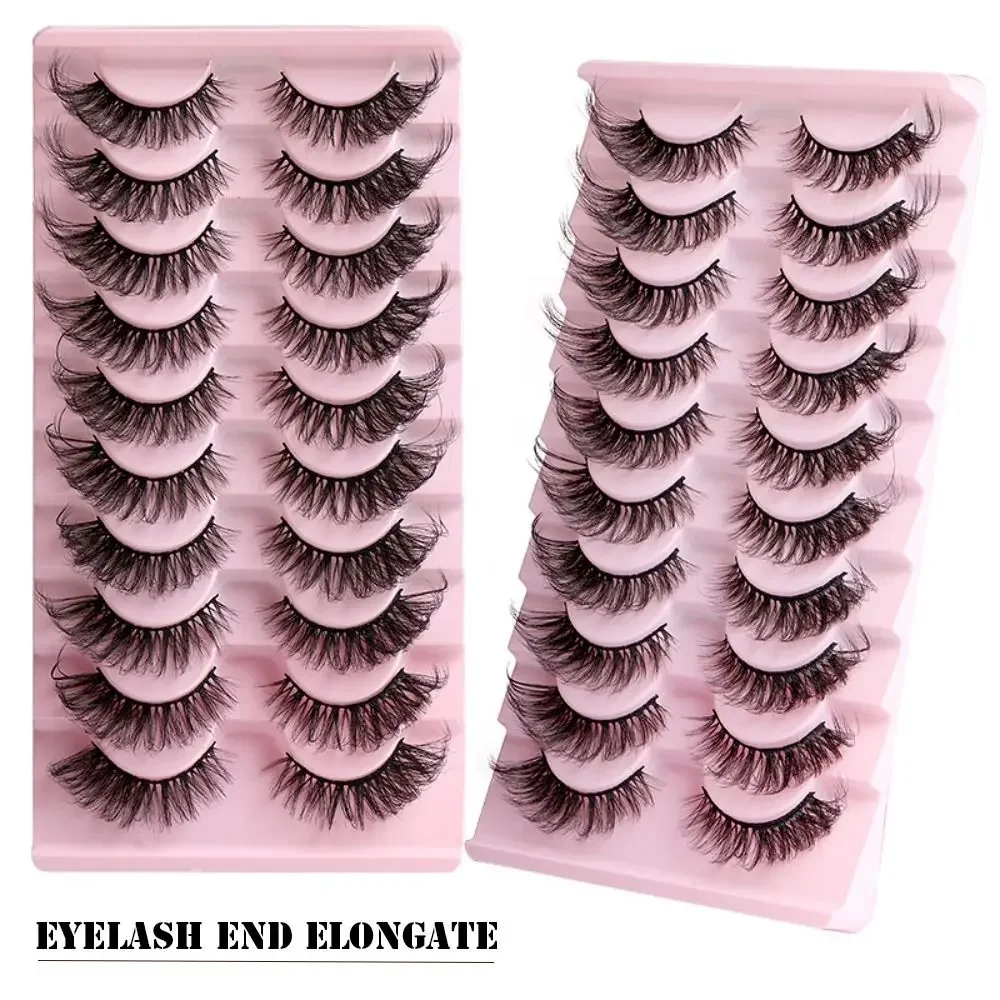10 Paar Fuchs-Augenwimpern, flauschig, natürlich, geflügeltes Wimpernende, verlängern, 3D-Nerzhaar, falsche Wimpern, Katzen-Wimpern