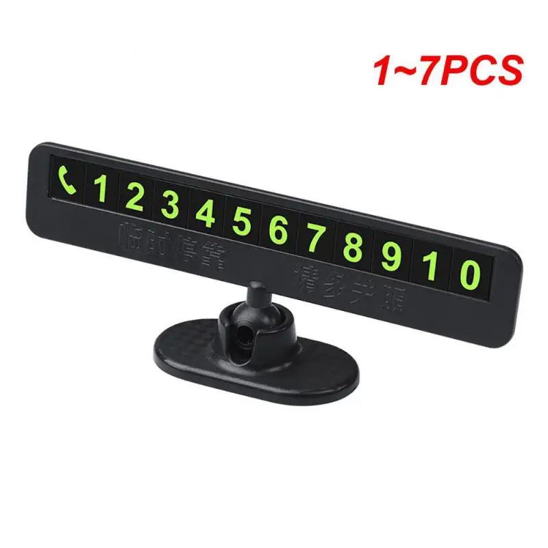 1~7PCS Mini Portable Telephone Number Plate With Switch Phone Number Business Card Temporary Parking Card Plate Car Accessories