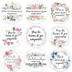 Pour Les Larmes De Joie Uniquement Wedding Floral Stickers Labels Round Self-adhesive Label Wedding Engagement Decor