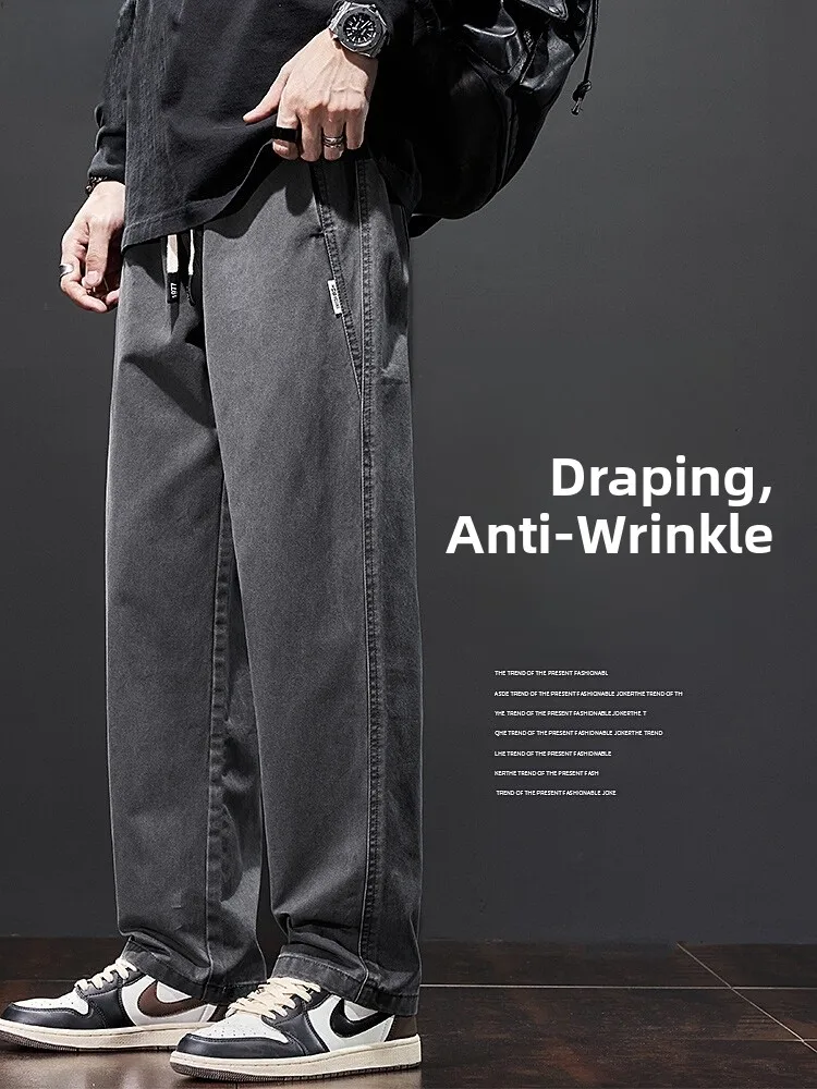 

American Sle Casual Cotton Pants Men's Loose Straight Leg Trousers Autumn New Faion Street Workwear Comfortable Fit